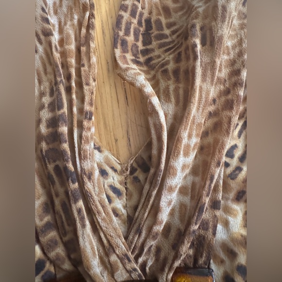 Y2K Vintage Donna Ricco Silk Snake Skin Print Halter Dress Sz M - Picture 6 of 9